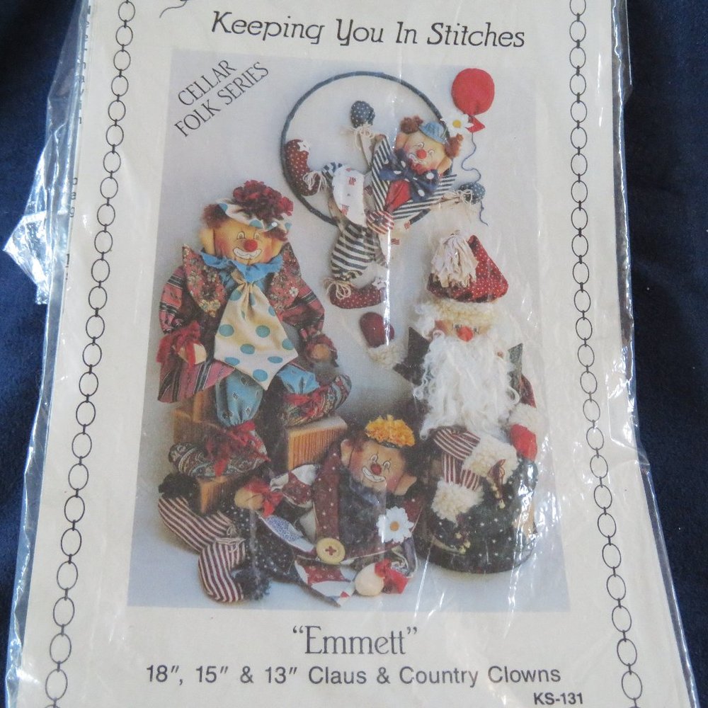 Emmett & Country Clowns & Santa Doll Patterns 13-18" Cellar Folk Series (923)